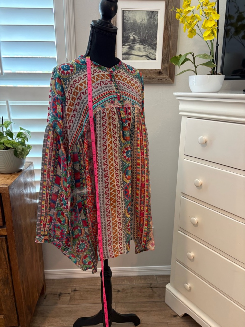 Johnny Was Multicolor Printed Boho Tunic Top - Picture 6 of 12